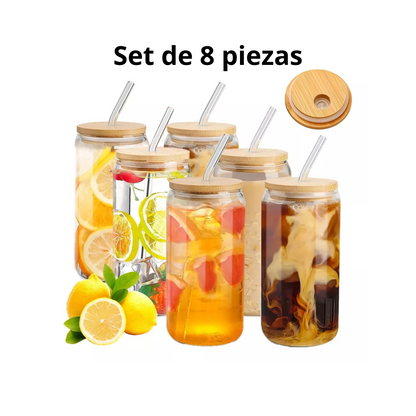 Set de 8 vasos de cristal