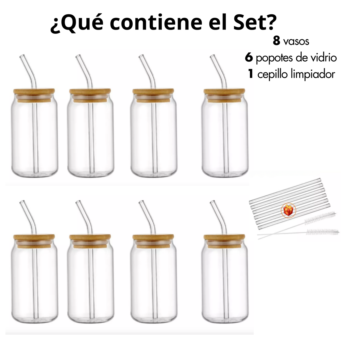 Set de 8 vasos de cristal