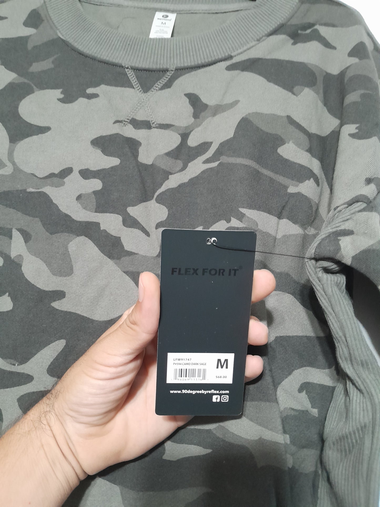 Suéter color CAMO DARK SAGE 90° by Reflex (6 piezas)